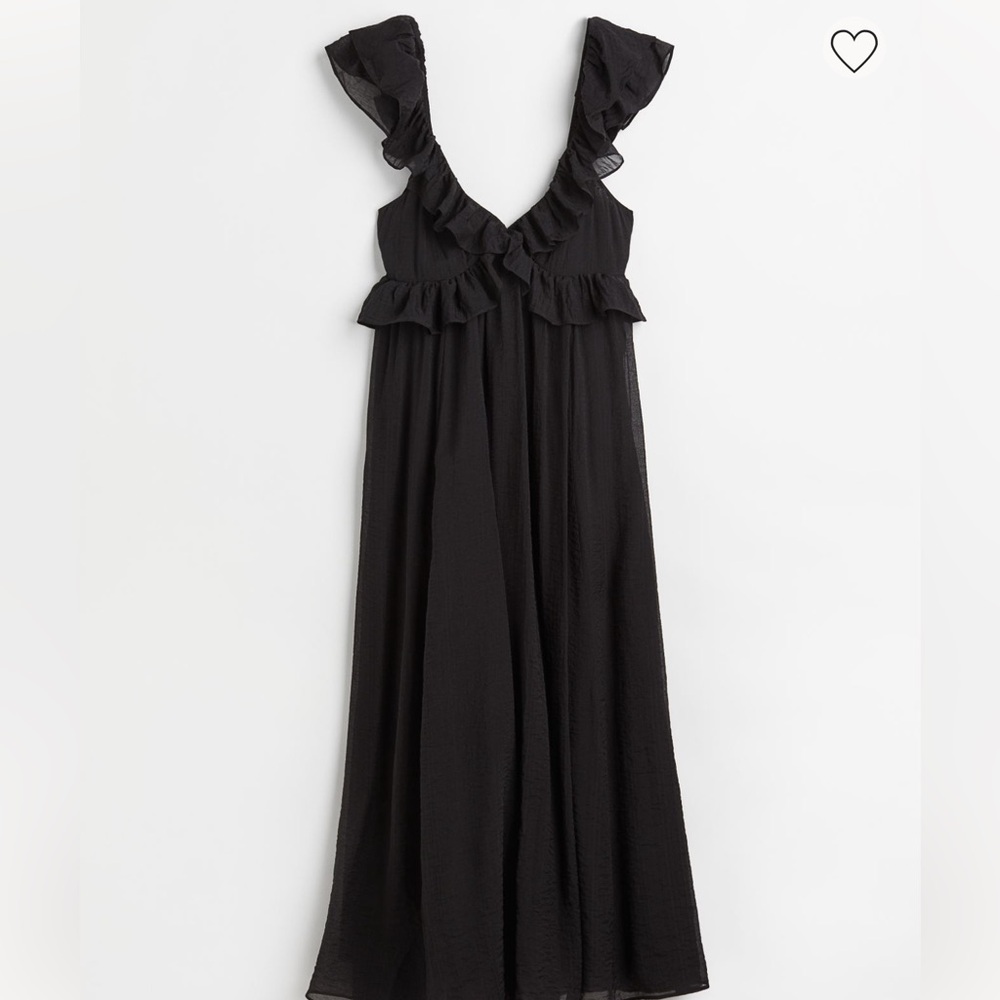 H&M Lyocell-blend Ruffled black Floral Dress